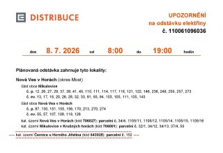 Oznámení o plánovaném přerušení dodávky elektrické energie č. 110061096036
