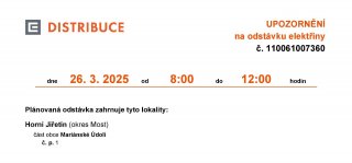Oznámení o plánovaném přerušení dodávky elektrické energie č. 110061007360
